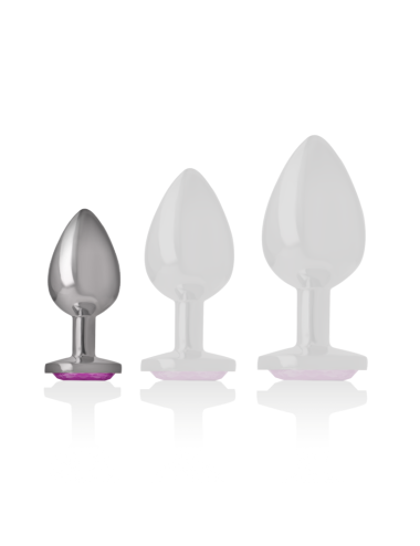 INTENSE - PLUG ANALE IN METALLO ALLUMINIO CON VETRO ROSA TAGLIA S
