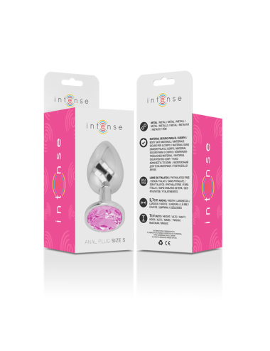 INTENSE - PLUG ANALE IN METALLO ALLUMINIO CON VETRO ROSA TAGLIA S