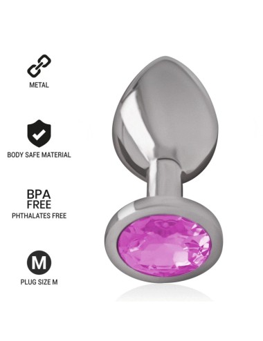 INTENSE - PLUG ANALE IN METALLO ALLUMINIO CON VETRO ROSA TAGLIA M