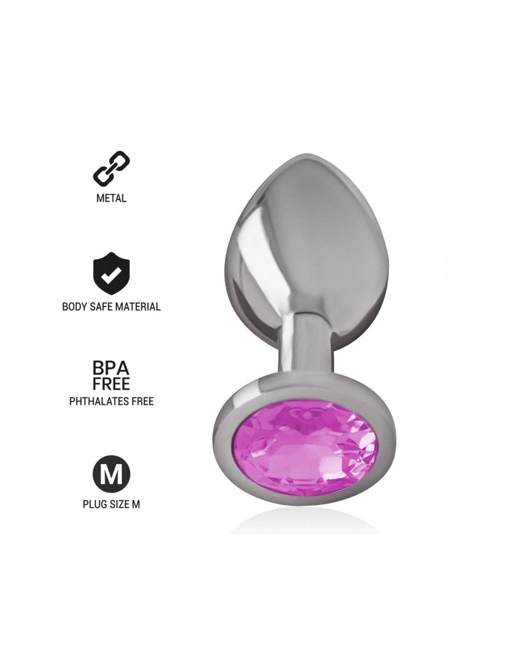 INTENSE - PLUG ANALE IN METALLO ALLUMINIO CON VETRO ROSA TAGLIA M INTENSE - PLUG ANALE IN METALLO ALLUMINIO CON VETRO ROSA TAGLIA M