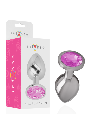 INTENSE - PLUG ANALE IN METALLO ALLUMINIO CON VETRO ROSA TAGLIA M