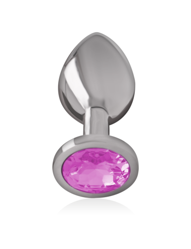 INTENSE - PLUG ANALE IN METALLO ALLUMINIO CON VETRO ROSA TAGLIA M