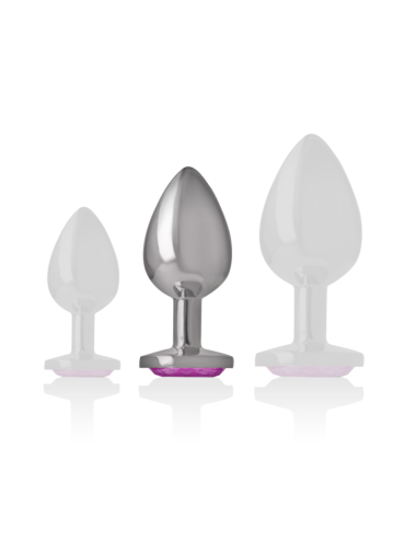 INTENSE - PLUG ANALE IN METALLO ALLUMINIO CON VETRO ROSA TAGLIA M