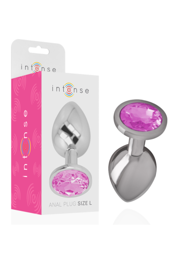 INTENSE - PLUG ANALE IN METALLO ALLUMINIO CON VETRO ROSA TAGLIA L
