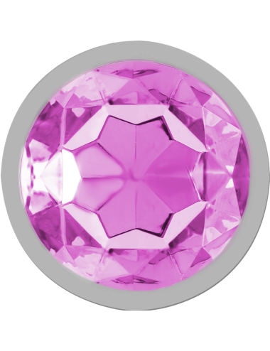INTENSE - PLUG ANALE IN METALLO ALLUMINIO CON VETRO ROSA TAGLIA L