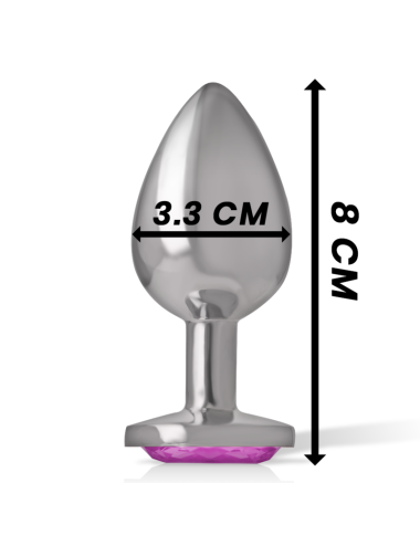 INTENSE - PLUG ANALE IN METALLO ALLUMINIO CON VETRO ROSA TAGLIA L