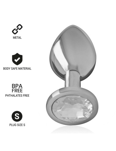 INTENSE - PLUG ANALE IN METALLO ALLUMINIO CON VETRO ARGENTO TAGLIA S