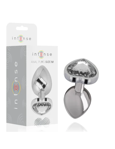 INTENSE - PLUG ANALE IN METALLO ALLUMINIO CUORE BIANCO TAGLIA M