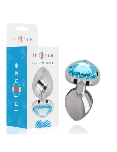 INTENSE - PLUG ANALE METALLO ALLUMINIO CUORE N BLU TAGLIA L