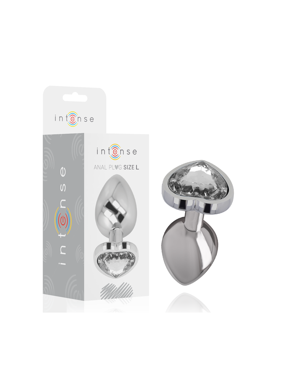 INTENSE - PLUG ANALE IN METALLO ALLUMINIO CUORE BIANCO TAGLIA L INTENSE - PLUG ANALE IN METALLO ALLUMINIO CUORE BIANCO TAGLIA L