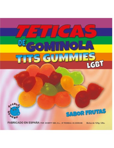 DIABLO GOLOSO - GUMMY BOX GUSTO FRUTTA GLITTER TITS 6 COLORI E GUSTI LGBT MADE IS SPAIN /es/pt/en/fr/it/