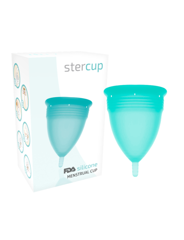 COPPA MENSTRUALE STERCUP TAGLIA L ACQUAMARINA COLORE SILICONE FDA