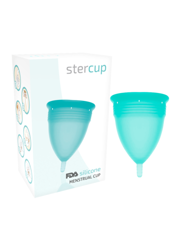 COPPA MENSTRUALE STERCUP TAGLIA S AQUAMARINA COLORE SILICONE FDA