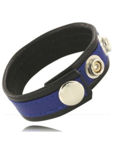 CORPO IN PELLE E CINTURINO CON MOSCHETTONI - NERO E BLU