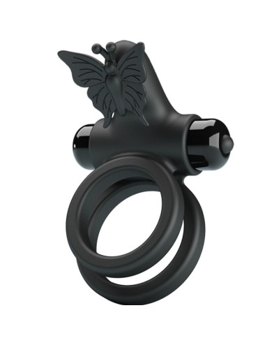 PRETTY LOVE - VIBRATORE A DOPPIO ANELLO CON STIMOLATORE NERO