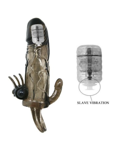 BRAVE MAN FUNDA PENE ANAL Y CLITORIS VIBRADOR 16.5 CM NEGRO