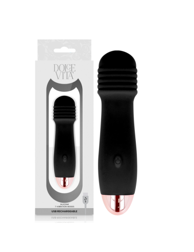 VIBRATORE RICARICABILE DOLCE VITA TRE NERO A 7 VELOCITÀ