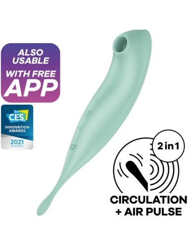 SATISFYER TWIRLING PRO+ STIMOLATORE DI IMPULSI D''ARIA E VIBRATORE APP - VERDE