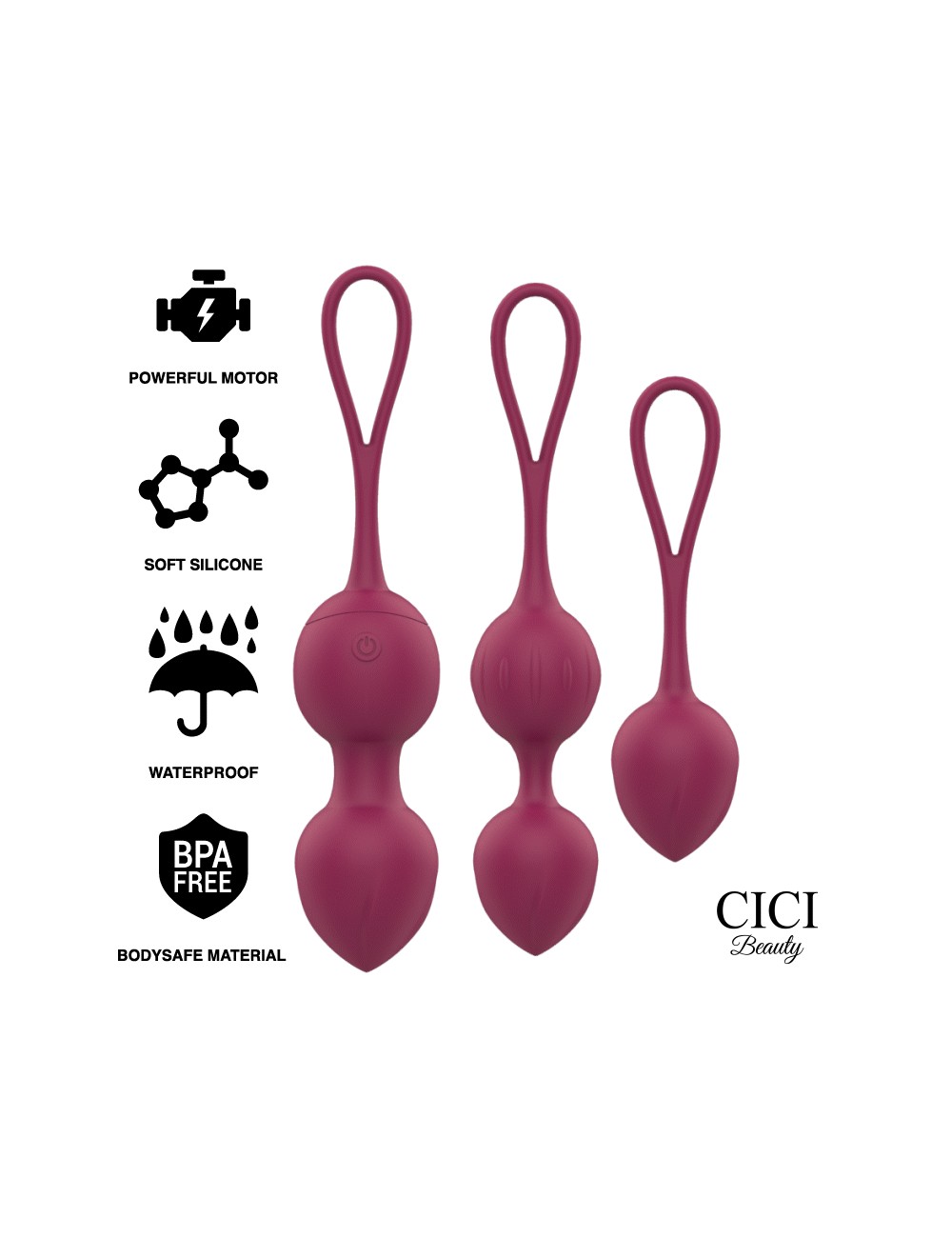 CICI BEAUTY PREMIUM SILICONE 3 PERLINE VIBRANTI KEGEL TELECOMANDO