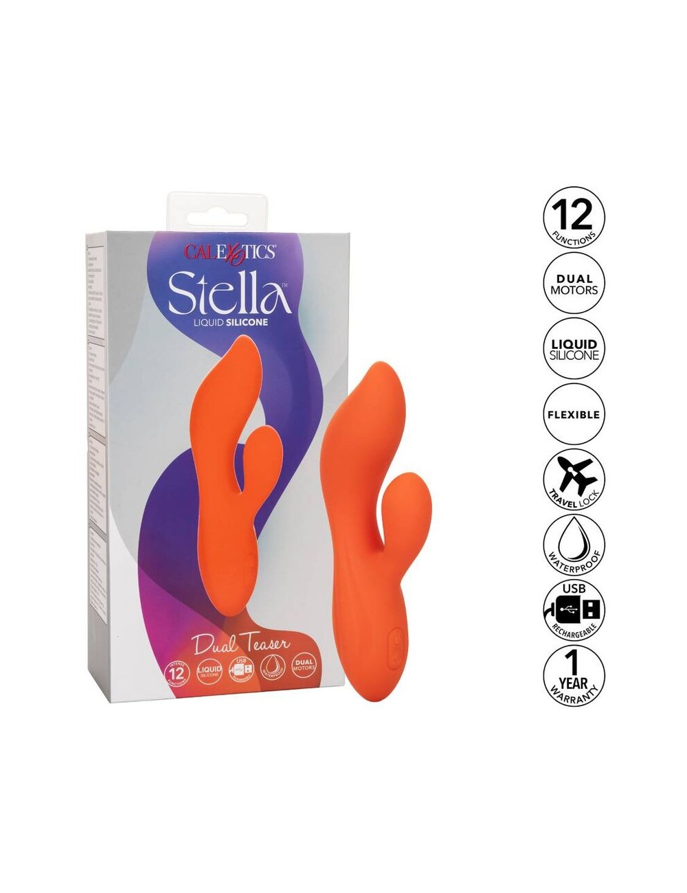 CALIFORNIA EXOTICS STELLA DUAL TEASER ARANCIONE CALIFORNIA EXOTICS STELLA DUAL TEASER ARANCIONE