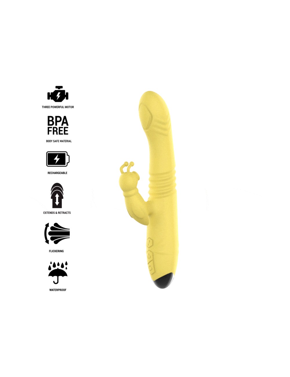 INTENSE - TOKY VIBRADOR MULTIFUNCIÓN RECARGABLE UP & DOWN CON ESTIMULADOR DE CLITORIS AMARILLO INTENSE - TOKY VIBRADOR MULTIFUNCIÓN RECARGABLE UP & DOWN CON ESTIMULADOR DE CLITORIS AMARILLO