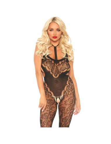 LEG AVENUE BODYSTOCKING IN PIZZO CON TAGLIO TAGLIA UNICA