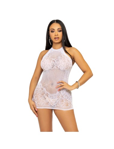 LEG AVENUE MINI VESTITO CON STRASS E STRASS TAGLIA UNICA - BIANCO