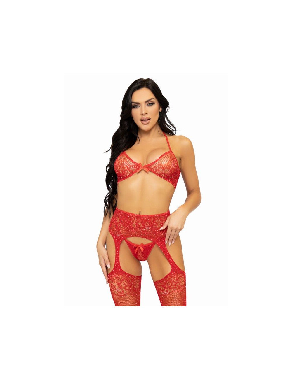 LEG AVENUE SET TRE PEZZI REGGISENO