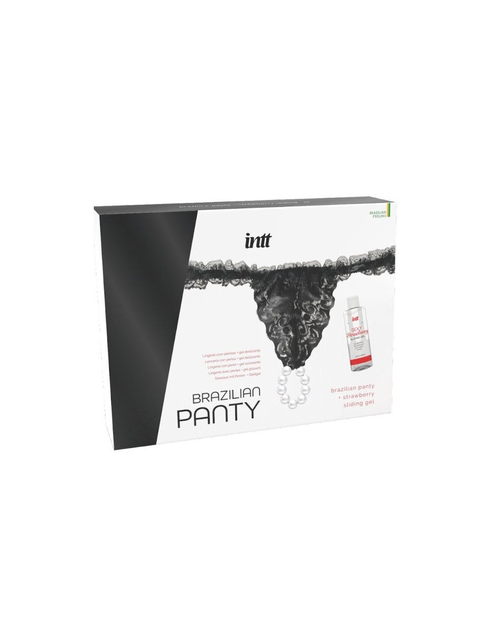 INTT - SLIP NERO BRASILIANO CON PERLE E GEL LUBRIFICANTE 50ML