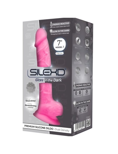 SILEXD - MODELLO 1 PENE REALISTICO IN SILICONE PREMIUM SILEXPAN ROSA FLUORESCENTE 17.5 CM