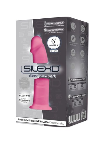 SILEXD - MODELLO 2 PENE REALISTICO PREMIUM SILEXPAN IN SILICONE ROSA FLUORESCENTE 15 CM