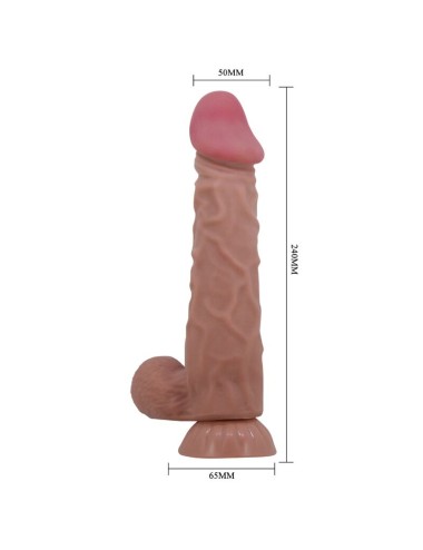 PRETTY LOVE - DILDO REALISTICO SLIDING SKIN SERIES CON VENTOSA SCORREVOLE DELLA PELLE MARRONE 24 CM