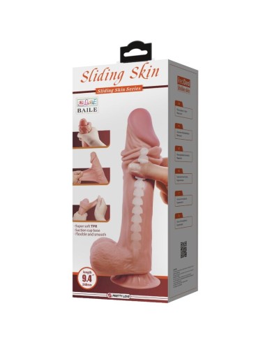 PRETTY LOVE - DILDO REALISTICO SLIDING SKIN SERIES CON VENTOSA SCORREVOLE DELLA PELLE MARRONE 24 CM
