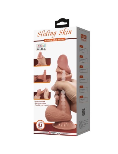 PRETTY LOVE - DILDO REALISTICO SERIE SLIDING SKIN CON VENTOSA SCORREVOLE IN PELLE MARRONE 19,4 CM