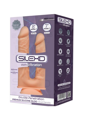 SILEXD - MODELLO 1 VIBRATORE PENE REALISTICO A DOPPIA PENETRAZIONE SILICONE PREMIUM SILEXPAN 17.5 / 19.5 CM