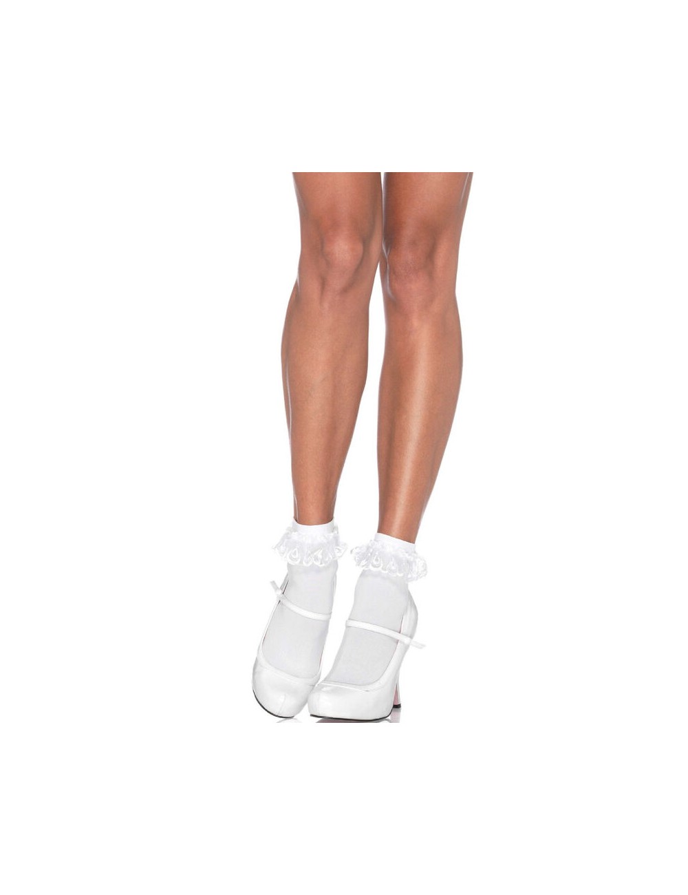 LEG AVENUE - CALZINI IN PIZZO BIANCO CON VOLANT LEG AVENUE - CALZINI IN PIZZO BIANCO CON VOLANT