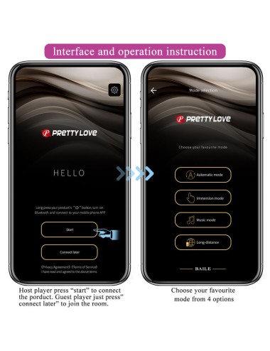 PRETTY LOVE - VIBRATORE ELETTROSHOCK HECTOR BY APP CONTROL VIOLA