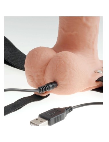 FETISH FANTASY SERIES - IMBRACATURA REGOLABILE PENE REALISTICO CON SFERE RICARICABILI E VIBRATORE 23 CM