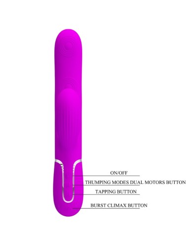 PRETTY LOVE - VIBRATORE MULTIFUNZIONE PERLITA 3 IN 1 G-SPOT VIOLA