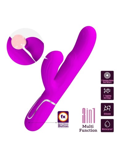 PRETTY LOVE - VIBRATORE MULTIFUNZIONE PERLITA 3 IN 1 G-SPOT VIOLA