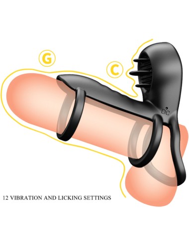 PRETTY LOVE - GUAINA PER PENE JAMMY 12 VIBRAZIONI CON LINGUA IN SILICONE RICARICABILE