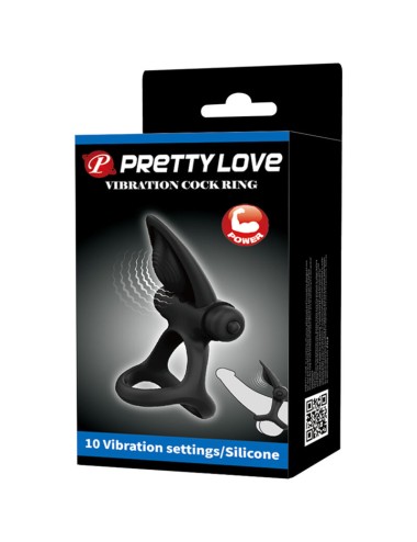 PRETTY LOVE - ANELLO VIBRANTE 10 VIBRAZIONI IN SILICONE NERO