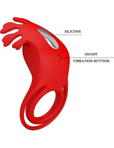 PRETTY LOVE - ANELLO VIBRATORE RUBEN 7 VIBRAZIONI IN SILICONE ROSSO