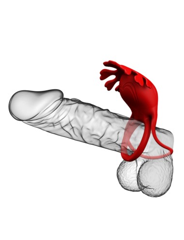 PRETTY LOVE - ANELLO VIBRATORE RUBEN 7 VIBRAZIONI IN SILICONE ROSSO