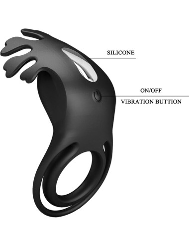 PRETTY LOVE - ANELLO VIBRATORE RUBEN 7 VIBRAZIONI IN SILICONE NERO