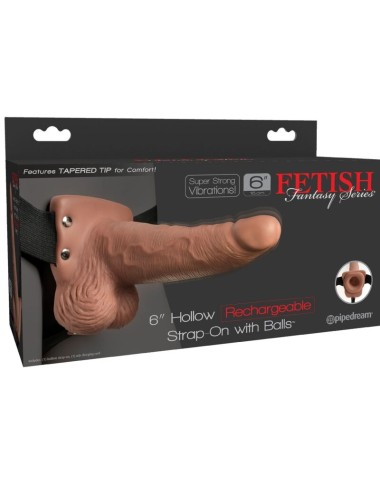 FETISH FANTASY SERIES - IMBRACATURA REGOLABILE PENE REALISTICO CON TESTICOLI RICARICABILI E VIBRATORE 15 CM
