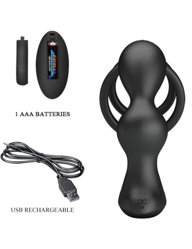 PRETTY LOVE - ANELLO PER PENE MARSHALL CON PLUG ANALE VIBRANTE CON TELECOMANDO