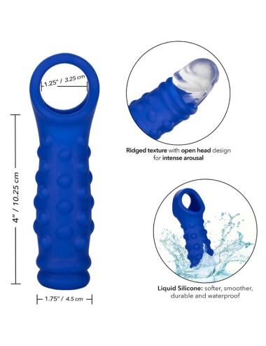 ADMIRAL - COPERTURA PER PENE CON PERLINE IN SILICONE LIQUIDO BLU