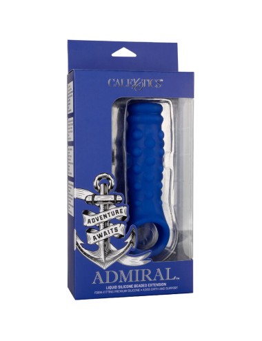 ADMIRAL - COPERTURA PER PENE CON PERLINE IN SILICONE LIQUIDO BLU