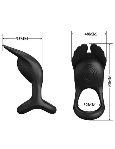 PRETTY LOVE - ANELLO PER PENE VIBRANTE 7 VIBRAZIONI IN SILICONE NERO